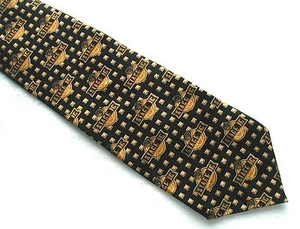 Vintage 1970's WARNER BROS Neck Tie STAGE 16 Black & Gold MBP New York Silk USA - Bild 1 von 3