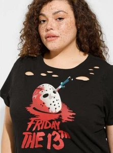 Camisa Torrid Horror Friday the 13th Distressed Negra Nueva Con Etiquetas Nueva 2X - Imagen 1 de 8