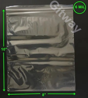 8" x 10" Heavy Duty 6 MIL Resealable Zip Top Lock 8x10 6 ML Clear Plastic Bags - Image 1 of 4
