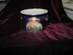 Vintage Cobalt Blue Geisha Girl Round Vase - Picture 1 of 12