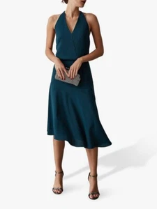 REISS Fiona Beaded Strap Midi Dress Teal Size UK16 US12 EUC RRP$159 - Bild 1 von 9
