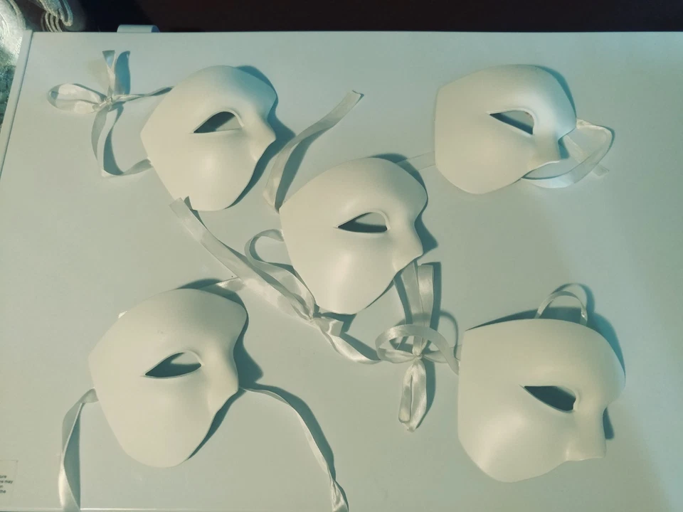 3 beautiful White Phantom of the Opera Half Face Half Men Masquerade Mask. - Image 1 of 1