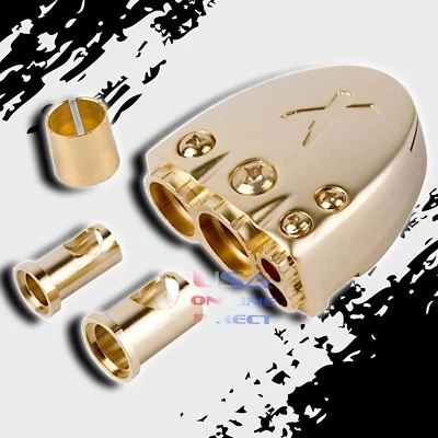POSITIVE NEGATIVE GOLD PLATED CAR MARINE STEREO BATTERY TERMINAL CLAMP 12 VOLT  - Image 1 of 2
