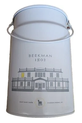 Beakman 1802 Goats Milk PAIL Tin Can 12 in tall 7 in wide. Cute Farmhouse Decor - Image 1 of 4