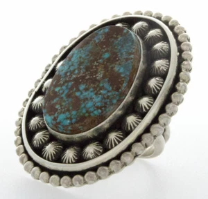 9.5 - Natural Royston Turquoise Statement Ring By Navajo Artist Readda Begay - Picture 1 of 4