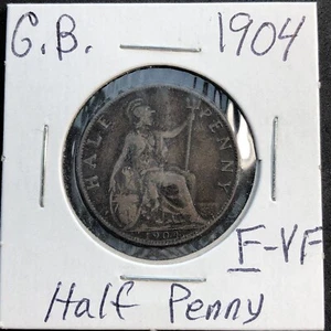 1904 GREAT BRITAIN BRONZE HALF PENNY**L@@K**NICE Grade**Combine Shipping**L@@K** - Picture 1 of 4