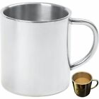 COFFEE CUP MUG 15OZ 100% STAINLESS STEEL Double Wall Walled Metal Handle Silver