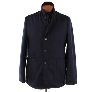 Zanella NWT Vitale Barberis Canonico Wool Car Coat w/ Suede Size L US In Navy - Picture 1 of 14