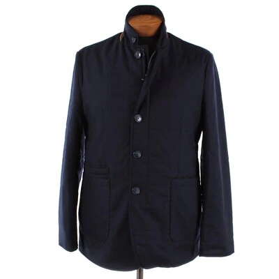 Abrigo de coche de lana Zanella nuevo con etiquetas Vitale Barberis Canonico con gamuza talla L EE. UU. en azul marino Foto 1 de 4