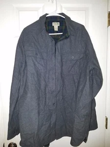 L.L Bean Classic Wool Green Flannel Lining Jacket Men's Large Grey - Picture 1 of 7