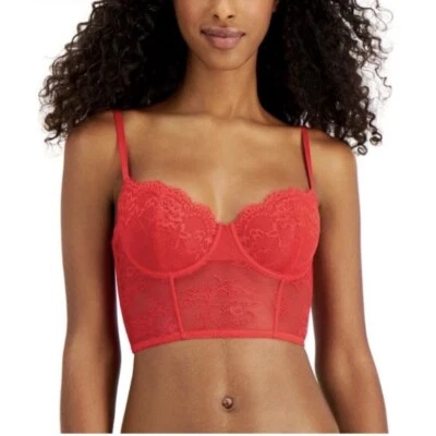 Lencería bustier de encaje roja INC International Concepts para mujer Ski Patrol nueva con etiquetas Foto 1 de 4