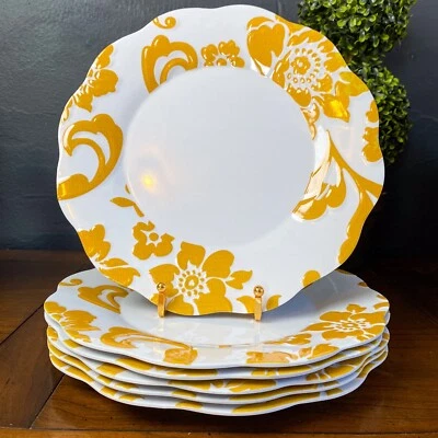 Juego de CUATRO platos de cena Better Homes de melamina con flores de cítricos albaricoque dorado Foto 1 de 4