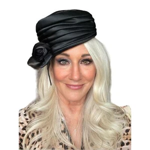 Vtg Lilly Dache Fab Tall PILLBOX Hat Cocktail DR. SEUSS Black Silk 1940s - Picture 1 of 5