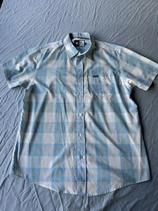 'RIPCURL' White Blue stripe Button-Up Mens Size M Medium short sleeve Surf - Picture 1 of 5