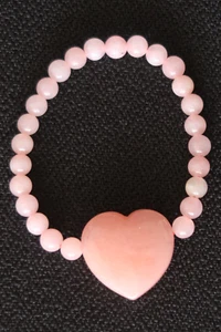 LOLA ROSE SEMI PRECIOUS BRACELET ROSE QUARTZ WITH LOVE HEARTS A FASHION STUNNER - Picture 1 of 6