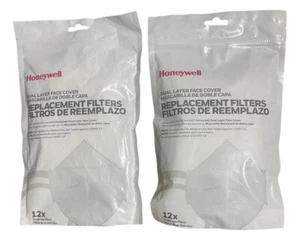 Lot Of 2 Honeywell 12 PK Dual Layer Face Cover Replacement Single Use Filters - Picture 1 of 5