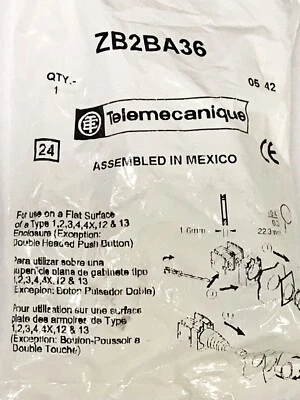 TELEMECANIQUE SCHNEIDER ELECTRIC ZB2BA36 Green Flush Head Pushbutton