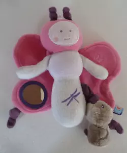 D12 Kuscheltier Rassel GERSTENZUCKER SCHMETTERLING rosa lila weiß Katze Puppe Spiegel - sehr guter Zustand - Bild 1 von 5