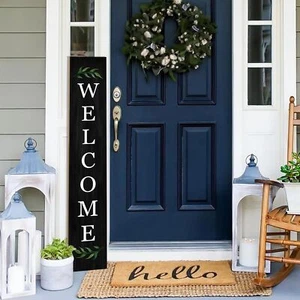47" Wooden Welcome Porch Sign Rustic Standing Front Door Yard Home Décor - Picture 1 of 8