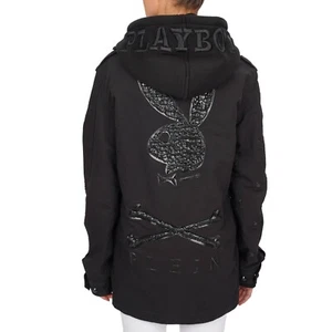 PHILIPP PLEIN x PLAYBOY Oversize Kristall Parka Hoodie Jacke Schwarz S M 08679 - Bild 1 von 4