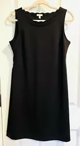 Talbots Scallop Boat Neck Sleeveless Stretch Ponte Black Dress Sz Small Petite - Picture 1 of 3