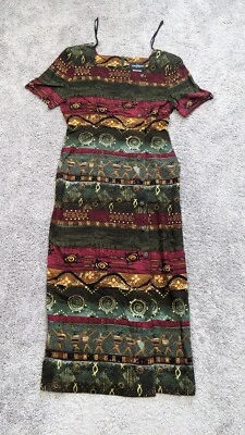 Vintage Dress John Roberts Womens 8 Geometric Tribal Striped Sheath Dress - Image 1 of 4