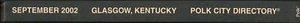 2002 GLASGOW KENTUCKY CITY DIRECTORY INCLUDING BARREN COUNTY RURAL ROUTE POLK'S - Picture 1 of 3