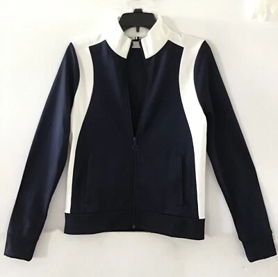 Chaqueta deportiva Tory Burch azul esmeralda bloque de color Tory pequeña Foto 1 de 4