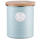 Typhoon Living Blue Stainless Steel Sugar Canister Wooden Lid Kitchen Container