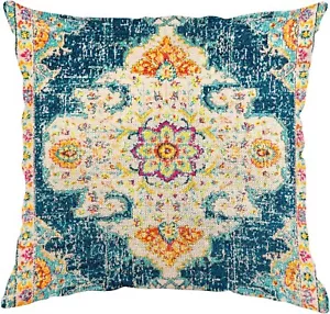2pc Blue And Orange Ethnic Elegance Indoor/Outdoor Throw Pillow - Picture 1 of 6