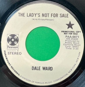 Dale Ward Ladys Not for Sale / Kansas City Woman 45 Vinyl Rock Promo Paramount - Imagen 1 de 6