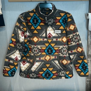 Hooey Youth Sherpa Fleece Pullover Sz Large Southwest Western 1/4 Zip Front Pock - Picture 1 of 8