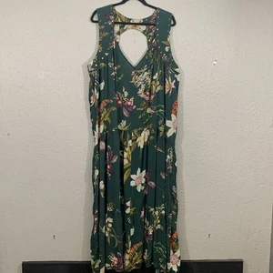 By Anthropologie Green Floral Sleeveless Maxi Dress size XL NWT - Picture 1 of 16
