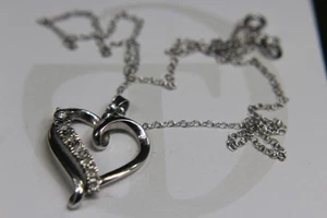 SIGNED RL STERLING SILVER AND DIAMONDS OPEN HEART PENDANT W/ RL 925 Chain 3.5g - Picture 1 of 5