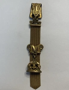 ANTIQUE EDWARDIAN c.1905 GOLD FILLED POCKET WATCH FOB MESH HANGER 3 3/4” - Picture 1 of 6