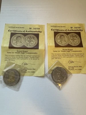 1984 Ronald Reagan AA Double Eagle Commemorative Coin Uncirculated Condition - Image 1 of 4