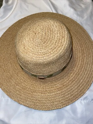 Sombrero para el sol The Scala Collection para mujer color tostado tejido paja con banda de palmera talla única Foto 1 de 4