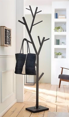 Metall Garderobe "Baum" schwarz, Flurgarderobe Garderobenständer Standgarderobe - Bild 1 von 4
