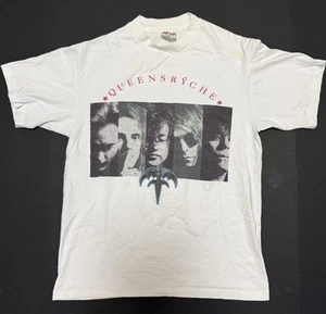 VTG Queensryche World Tour 1990-91 T-Shirt Sz L Single Stitch Metal Band Concert - Picture 1 of 9