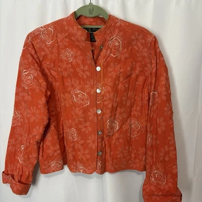 Chaqueta Floral Mirasol De Colección Para Mujer Grande Bordada Naranja Boho Brillante Artística Foto 1 de 4