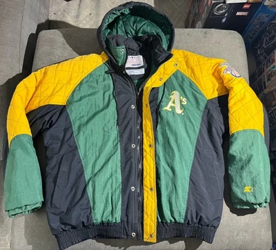 Vintage 80s Starter Oakland Athletics A’s Parka Jacket BLACK Men’s Size L RARE! - Image 1 of 4