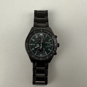 Orologio Citizen Uomo Eco-Drive Cronografo Cinturino Nero Quadrante Verde CA0775-87X - Foto 1 di 17