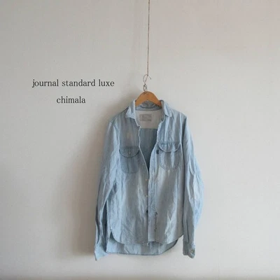 Camisa Denim Chimala S Azul Dañado Lavado Hecha en Japón Diario Estándar Lujo JAPÓN Foto 1 de 4