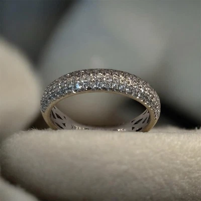 14k White Gold 4 Row Pavé Diamond Band Ring 3.93g - 1.12ctw DFE - Image 1 of 4