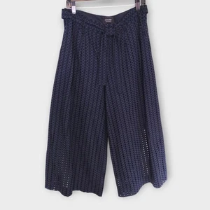 Banana Republic Damen Hose Größe 8 weites Bein kurz Ösen blau hoher Bund zum Binden - Bild 1 von 11