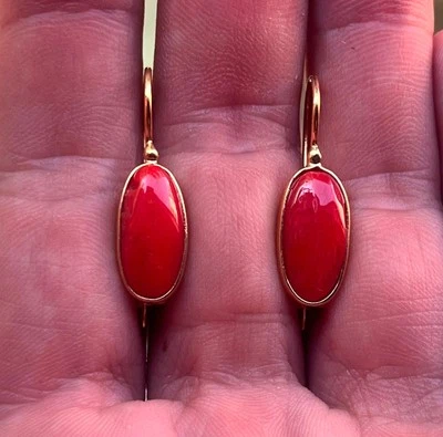 coral real earrings  15mm south sea white made in Italy natural - Image 1 of 4