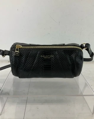 Bolso Bandolera Halston Heritage Negro Piel de Serpiente Cuero Repujado Nuevo con Etiquetas Foto 1 de 4