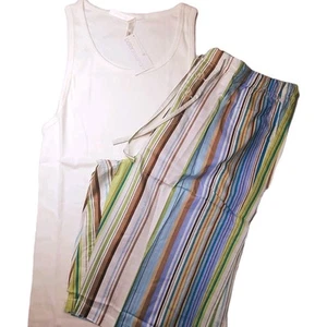 PETER ALEXANDER Mens Short Sleeve PJs Pyjamas Set Tank Shorts BNWT L Blue - Picture 1 of 6