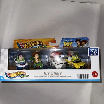 Paquete de 4 Hot Wheels Racer Verse 2025 Toy Story Woody Buzz Jessie Space Alien Foto 1 de 4
