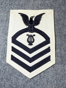 WW2 US Navy Musician CPO Chief Petty Officer White Twill Badge - Picture 1 of 8